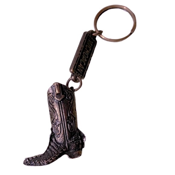 Western Boot Keychain Cowboy Metal Handcrafted Heavy Duty Brown 4.5” Key Holder - Picture 2 of 3